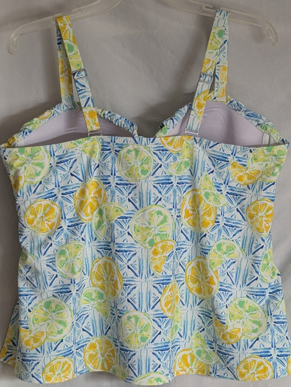 Lands End Tankini Yellow Blue Plus Size Padded Underwire Bra Size 20/22W New - Picture 6 of 14